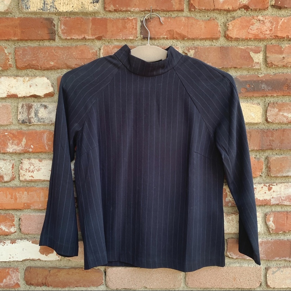 YAS Navy Blue Striped 3/4 top XS-S